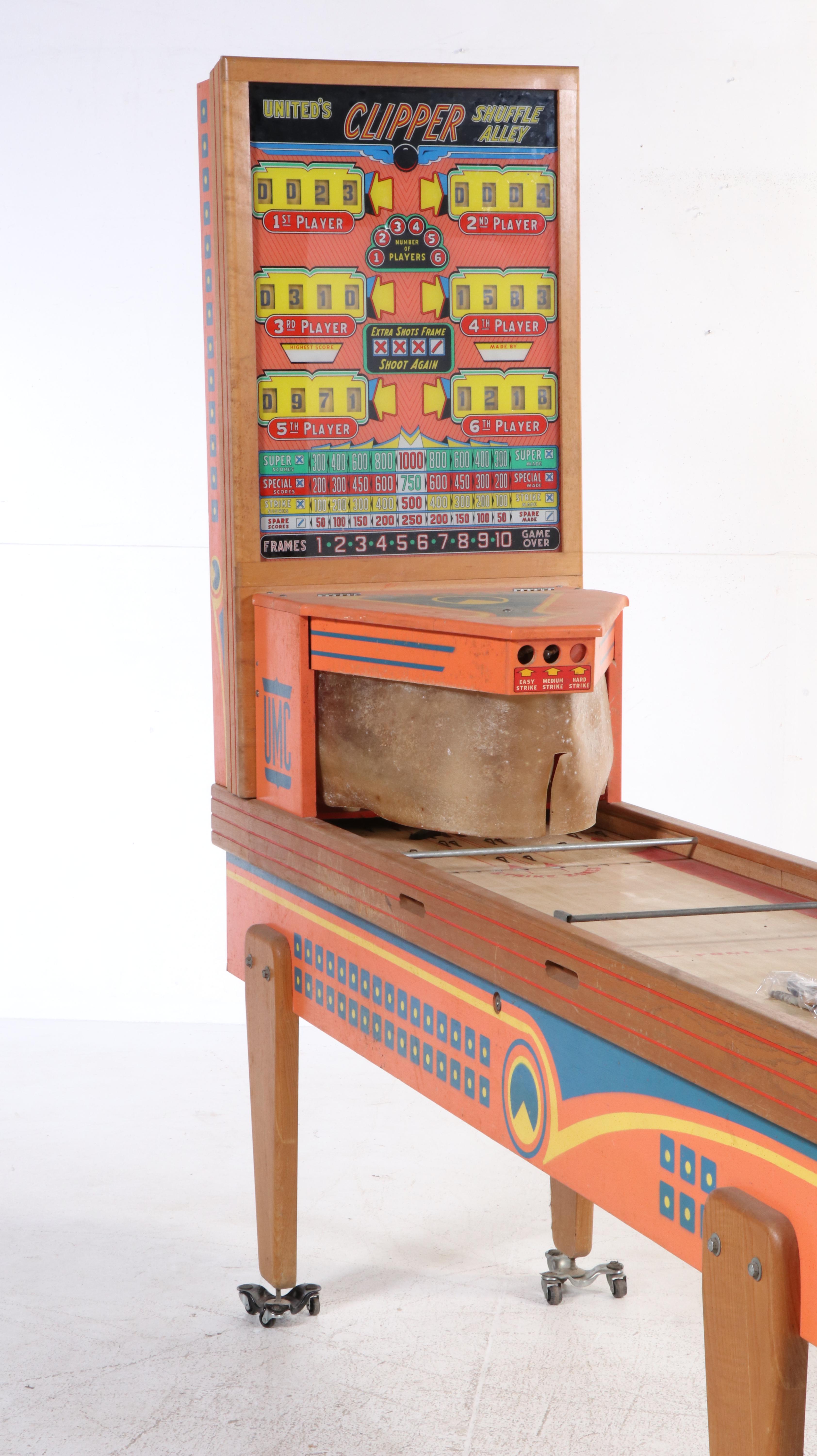 United Manufacturing Co. "Clipper Shuffle Alley" Puck Bowling Arcade Machine