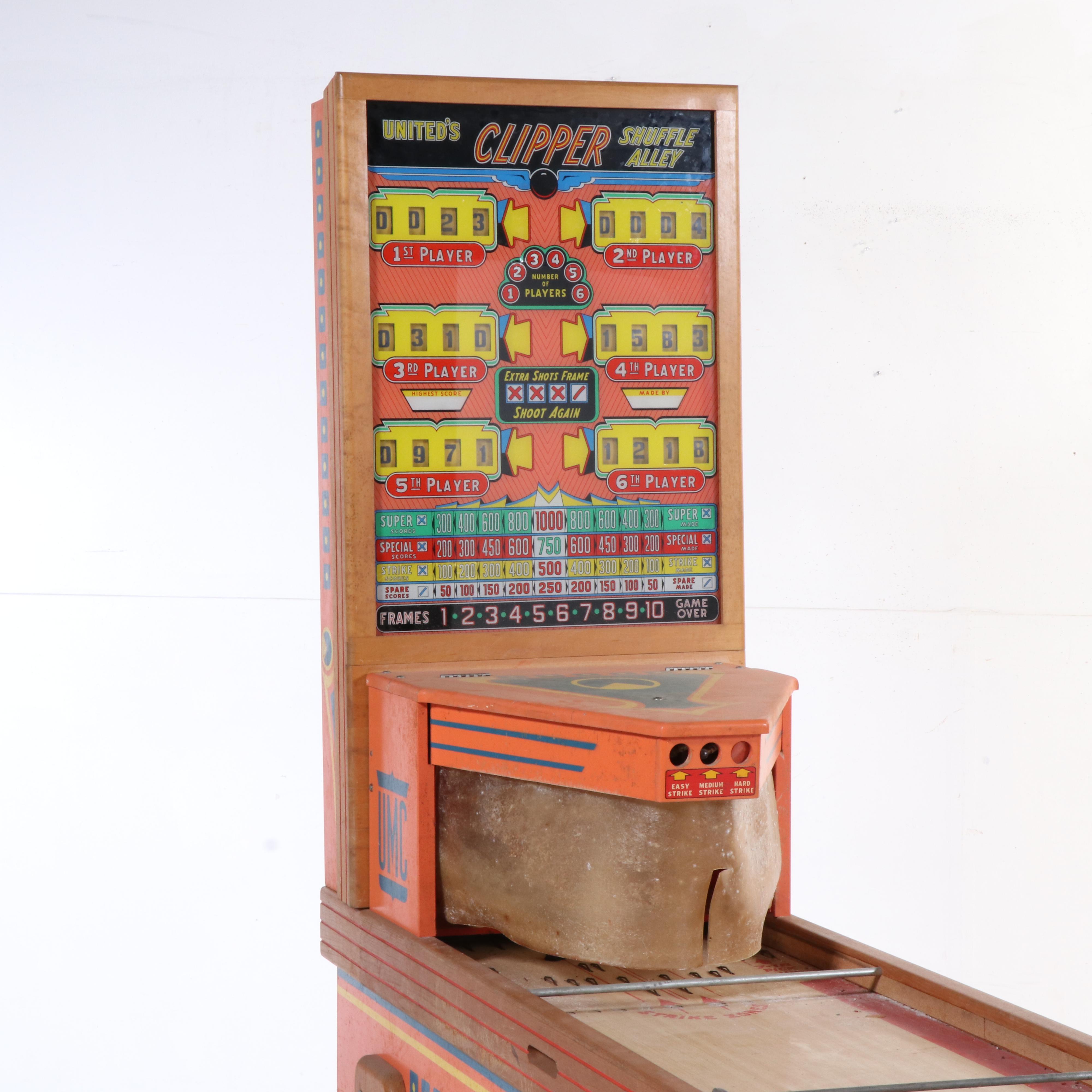 United Manufacturing Co. "Clipper Shuffle Alley" Puck Bowling Arcade Machine