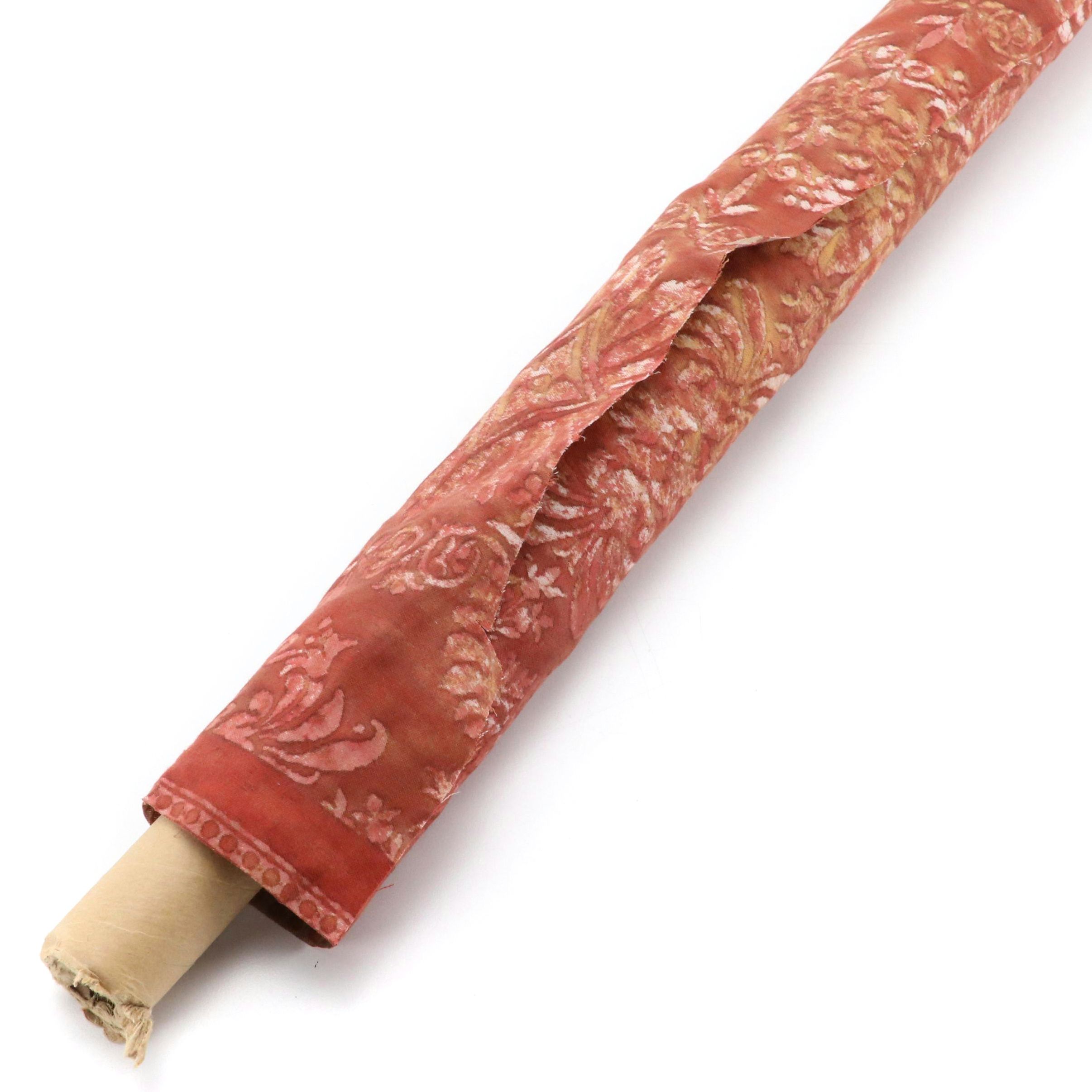 Fortuny Hand Printed Italian "Impero" Copper & Silvery Gold Cotton Fabric