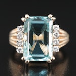 14K 9.32 CT Aquamarine and Diamond Ring