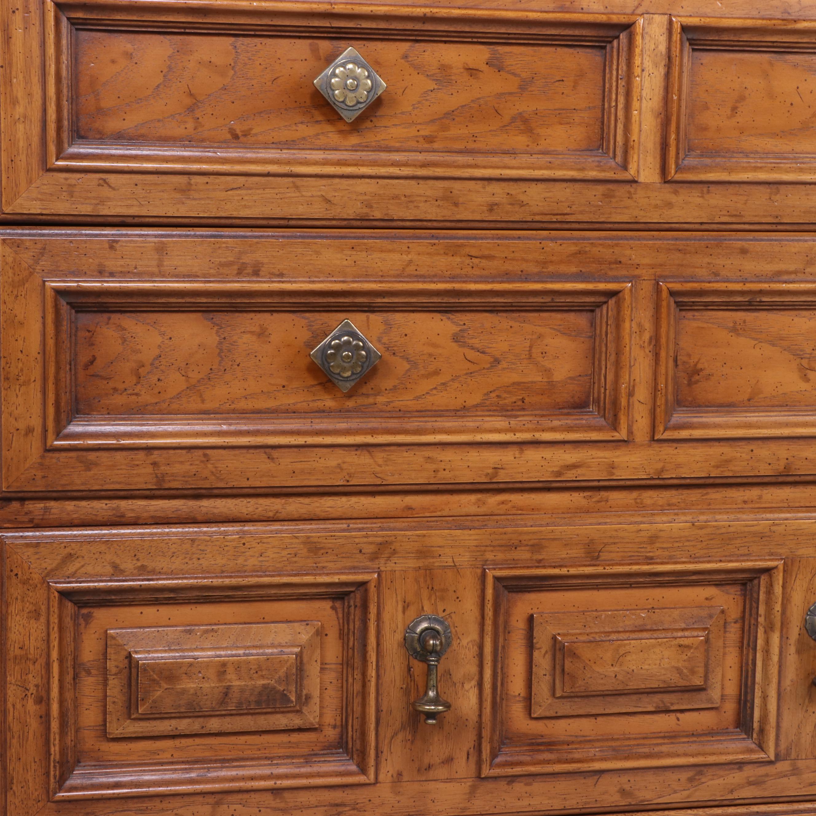 Drexel "Esperanto" Mediterranean Style Pecan Five-Drawer Chest, Mid-20th Century