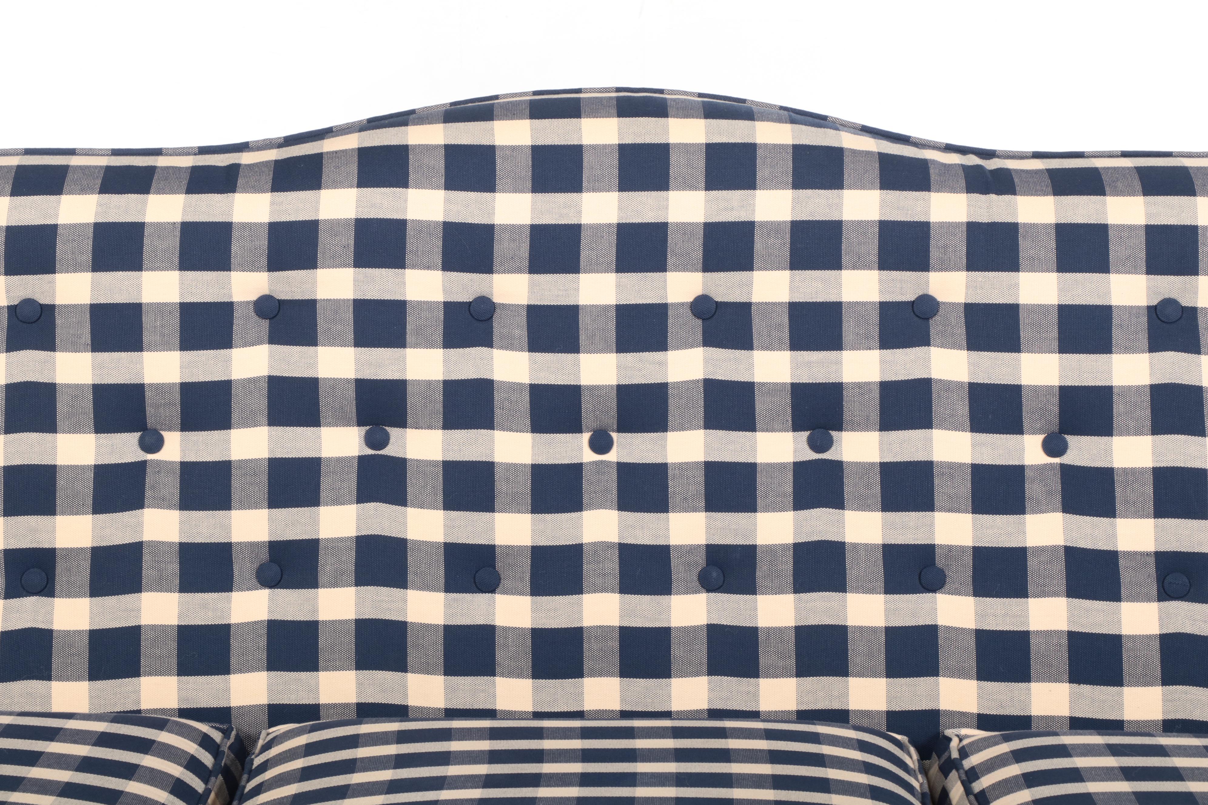 Berne Furniture "St. James Collection" Buttoned-Down Plaid Sofa