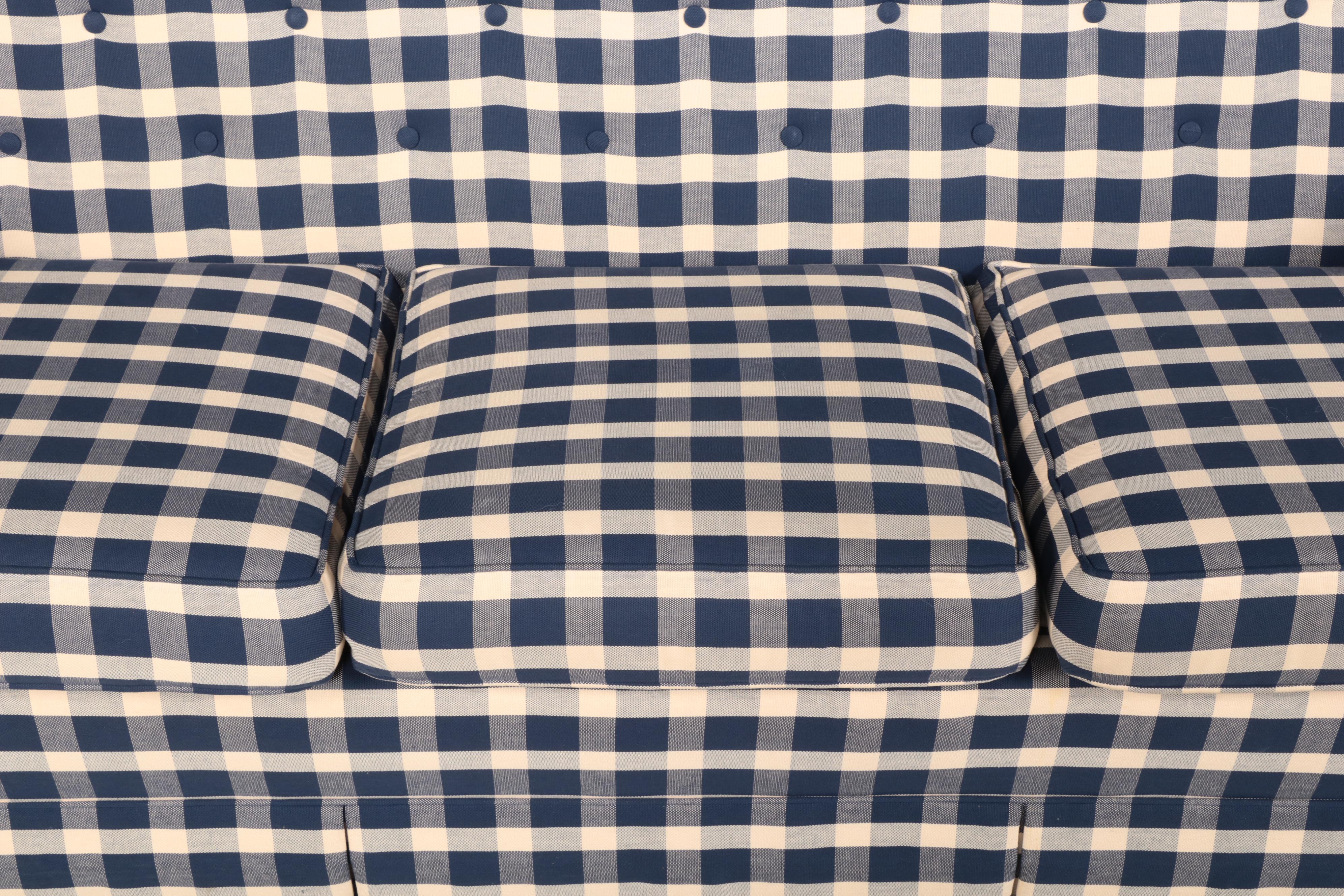 Berne Furniture "St. James Collection" Buttoned-Down Plaid Sofa