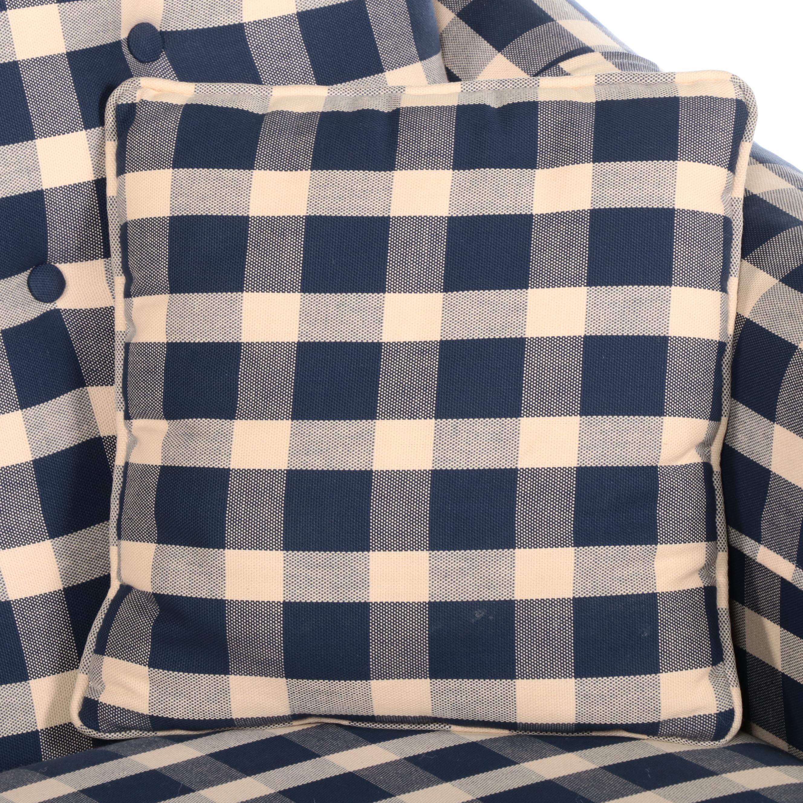 Berne Furniture "St. James Collection" Buttoned-Down Plaid Sofa