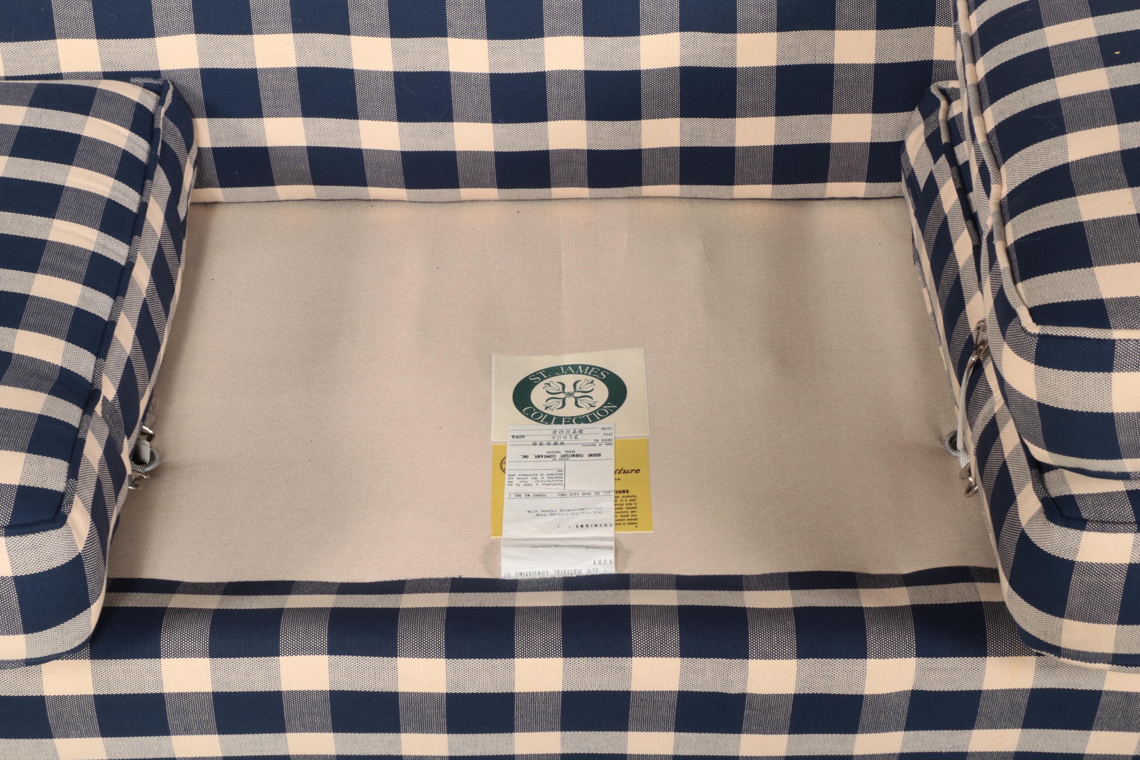 Berne Furniture "St. James Collection" Buttoned-Down Plaid Sofa