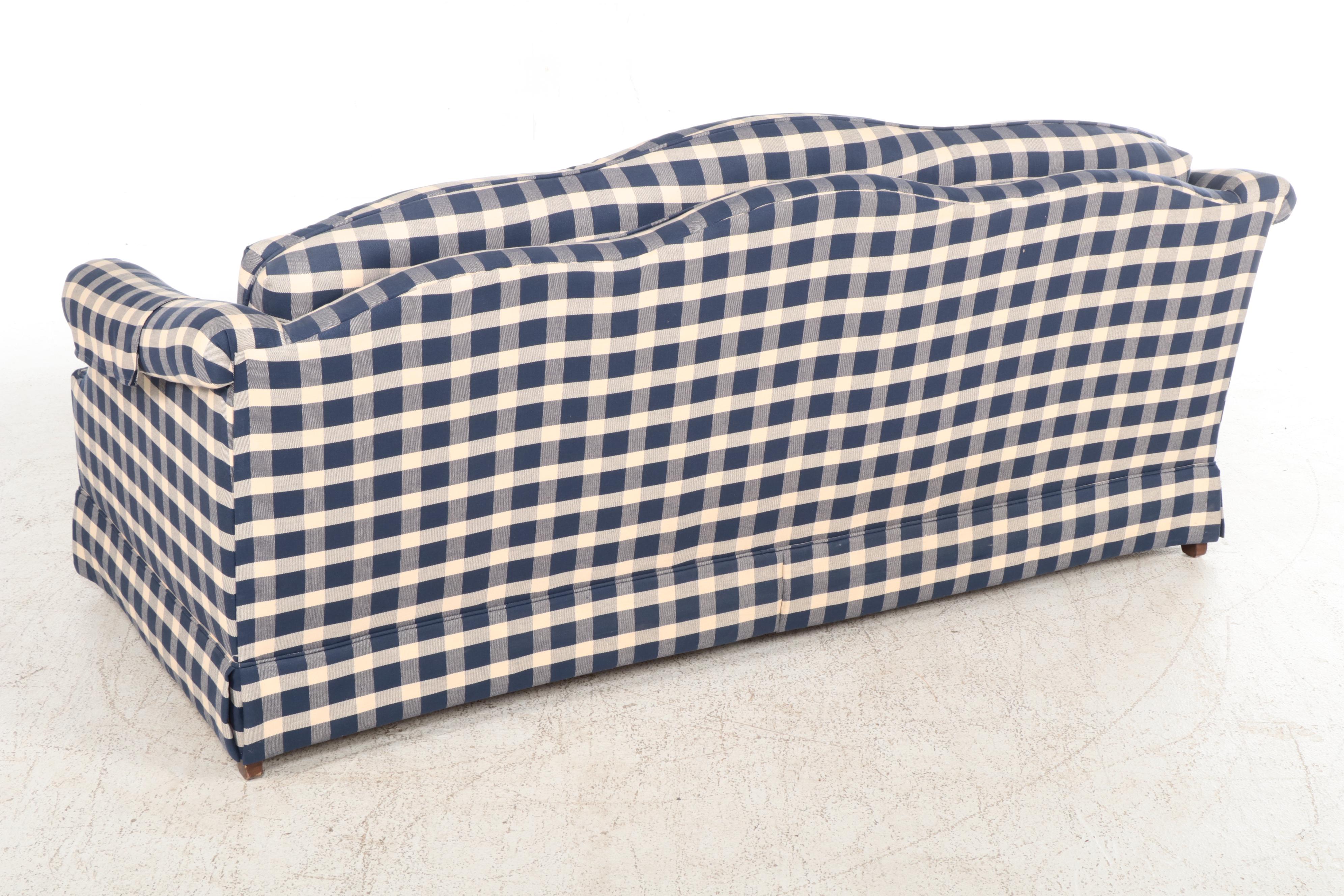 Berne Furniture "St. James Collection" Buttoned-Down Plaid Sofa