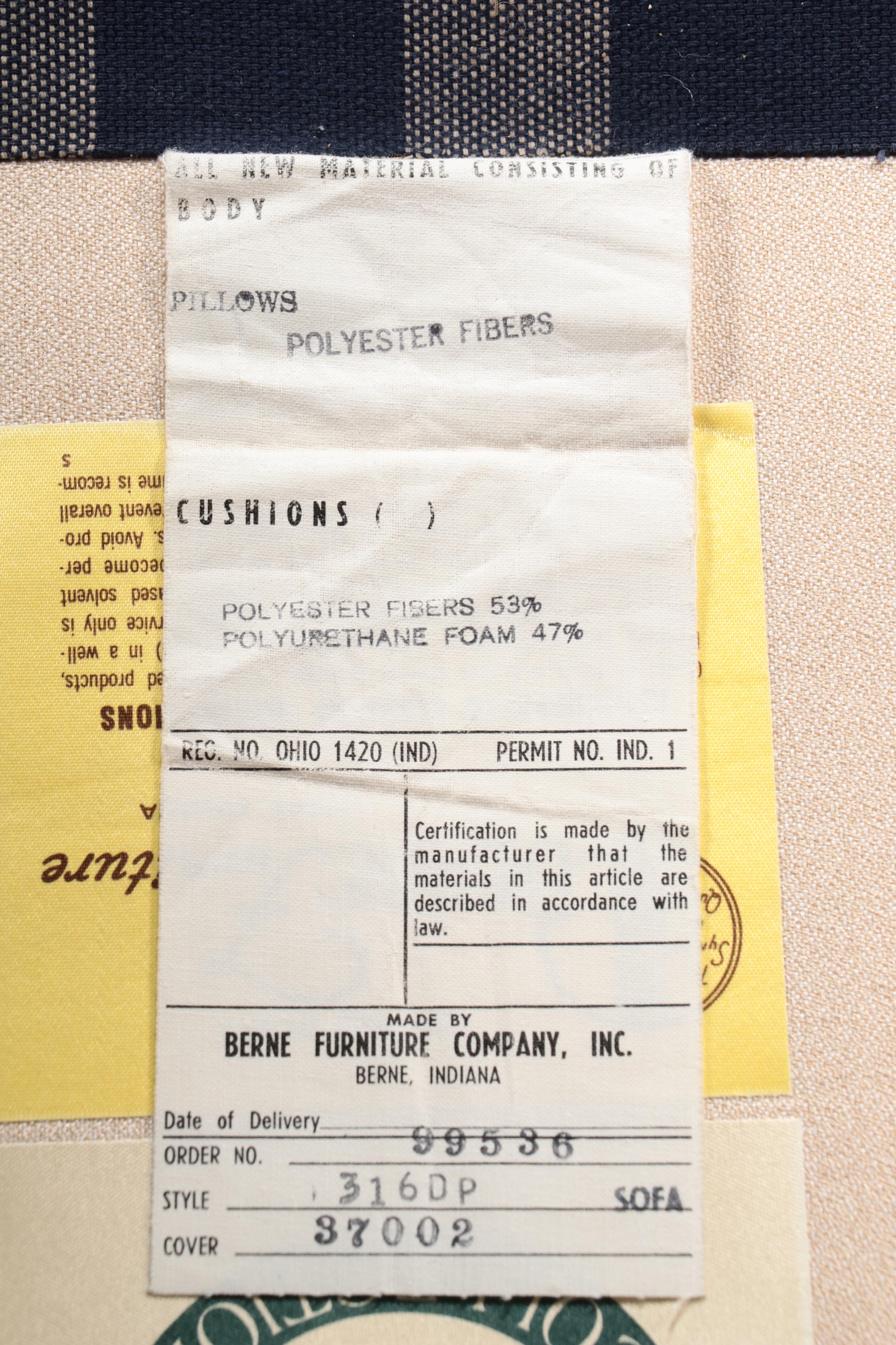 Berne Furniture "St. James Collection" Buttoned-Down Plaid Sofa