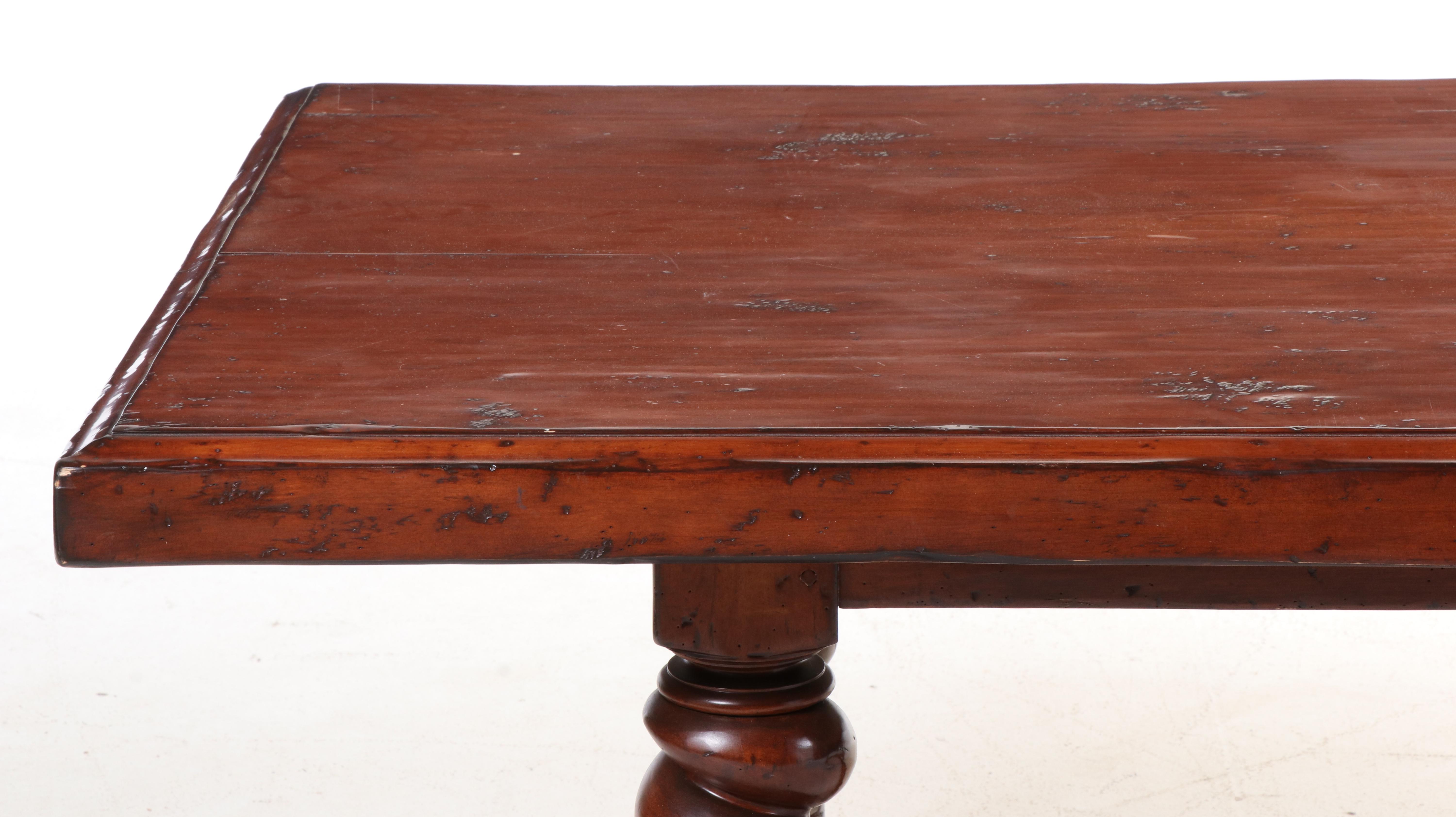 Woodland Furniture Baroque Style Wood Dining Table and Six Upholstered Chairs