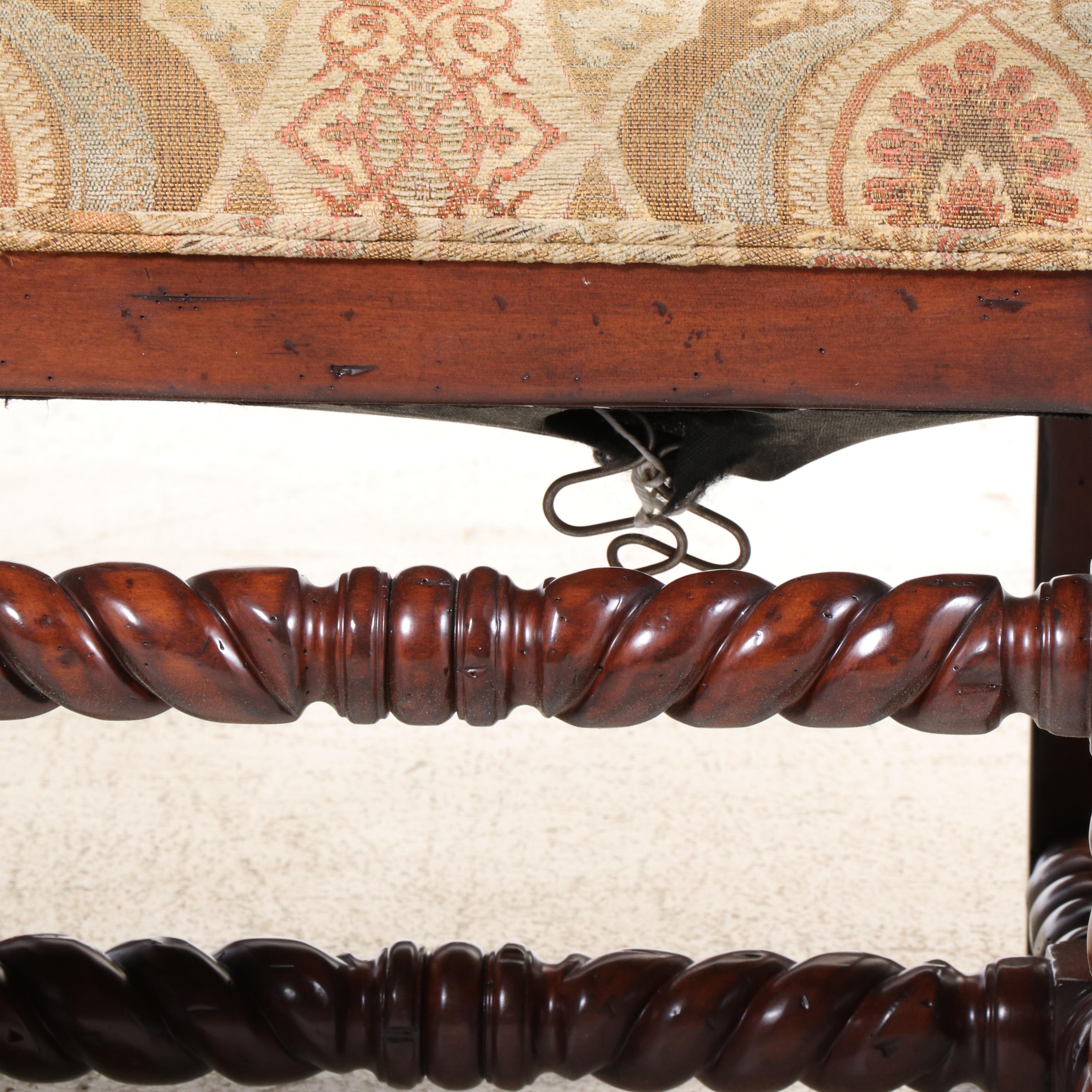 Woodland Furniture Baroque Style Wood Dining Table and Six Upholstered Chairs