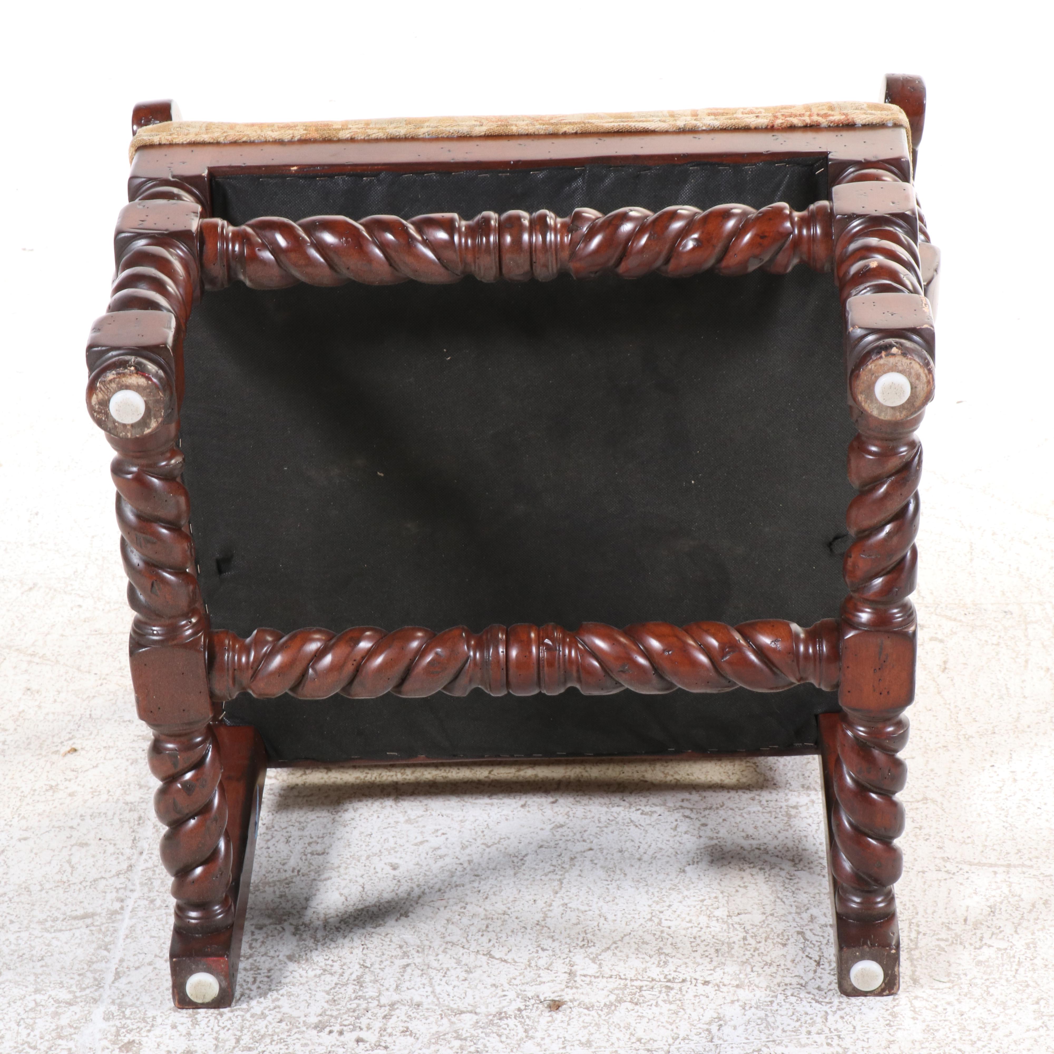 Woodland Furniture Baroque Style Wood Dining Table and Six Upholstered Chairs