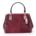 Coach "Madison" Burgundy Mini Satchel With Mixed Calf Hair and Leather