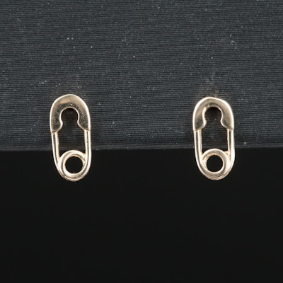 14K Safety Pin Stud Earrings