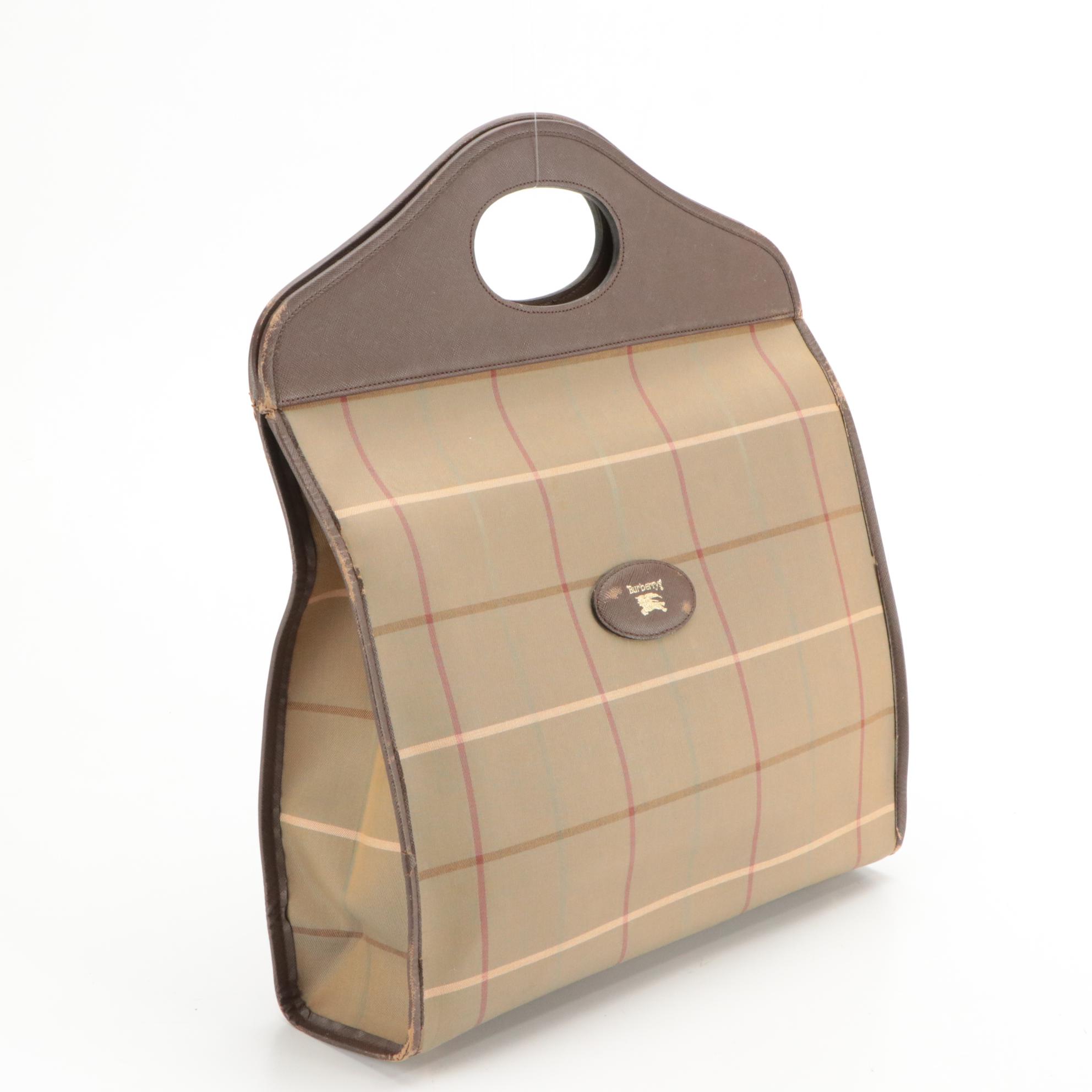 Burberrys Plaid and Saffiano Leather Tote