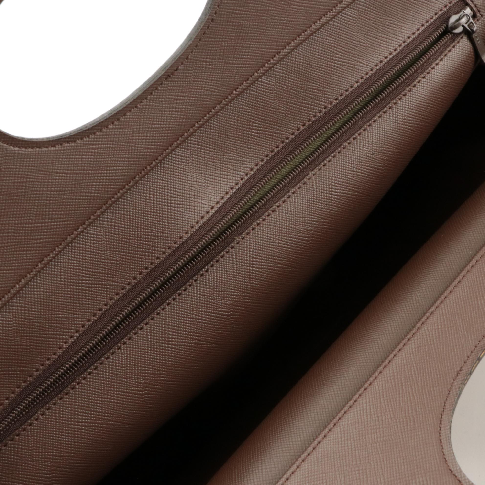 Burberrys Plaid and Saffiano Leather Tote