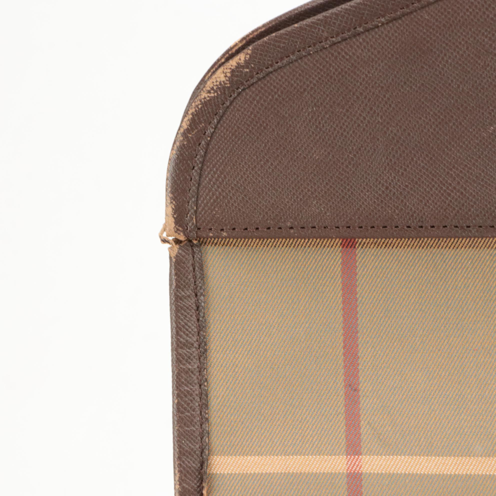 Burberrys Plaid and Saffiano Leather Tote