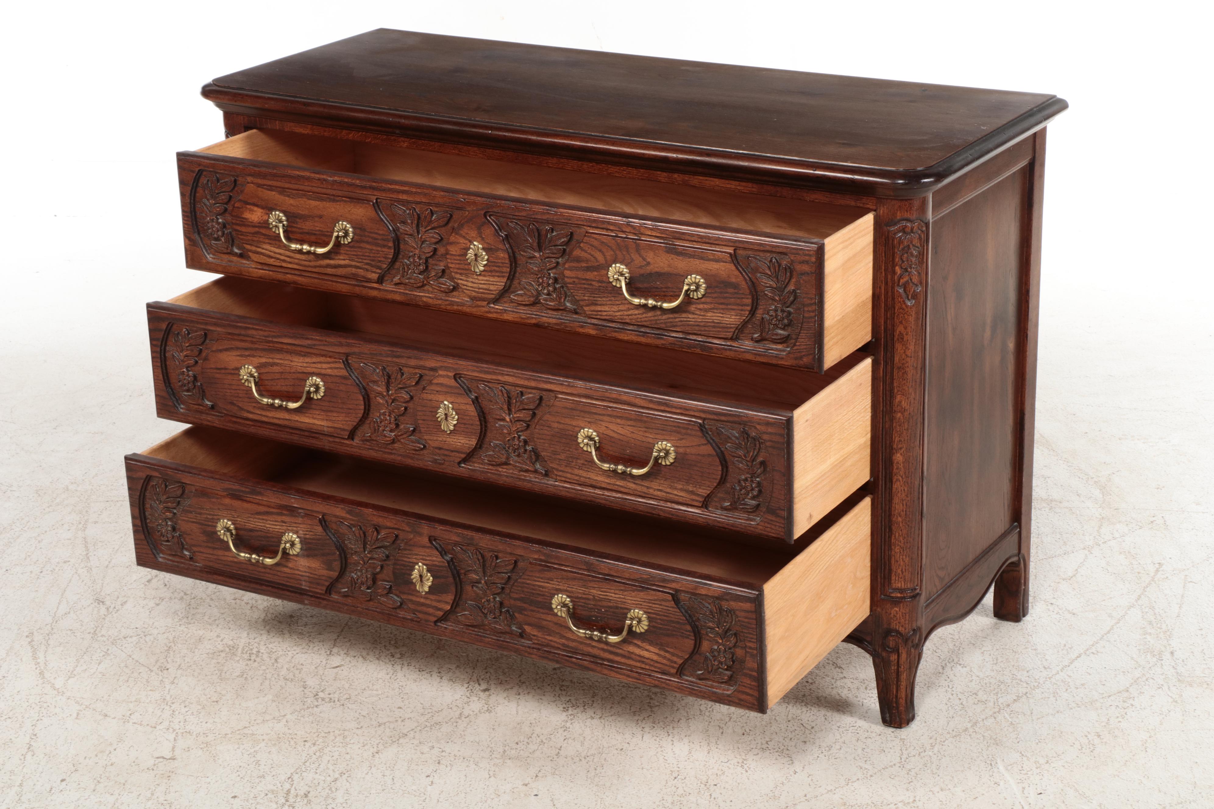Hickory Mfg. Co. French Provincial Style Oak Three-Drawer Dresser