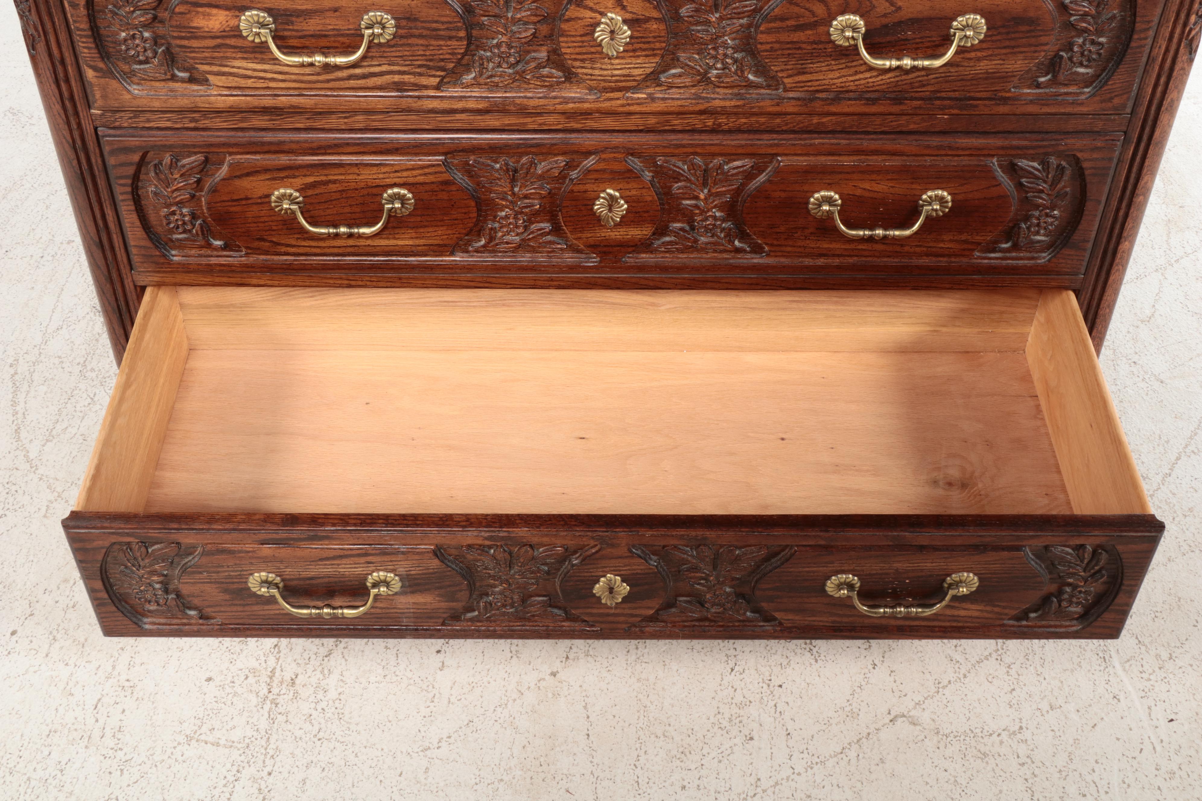 Hickory Mfg. Co. French Provincial Style Oak Three-Drawer Dresser