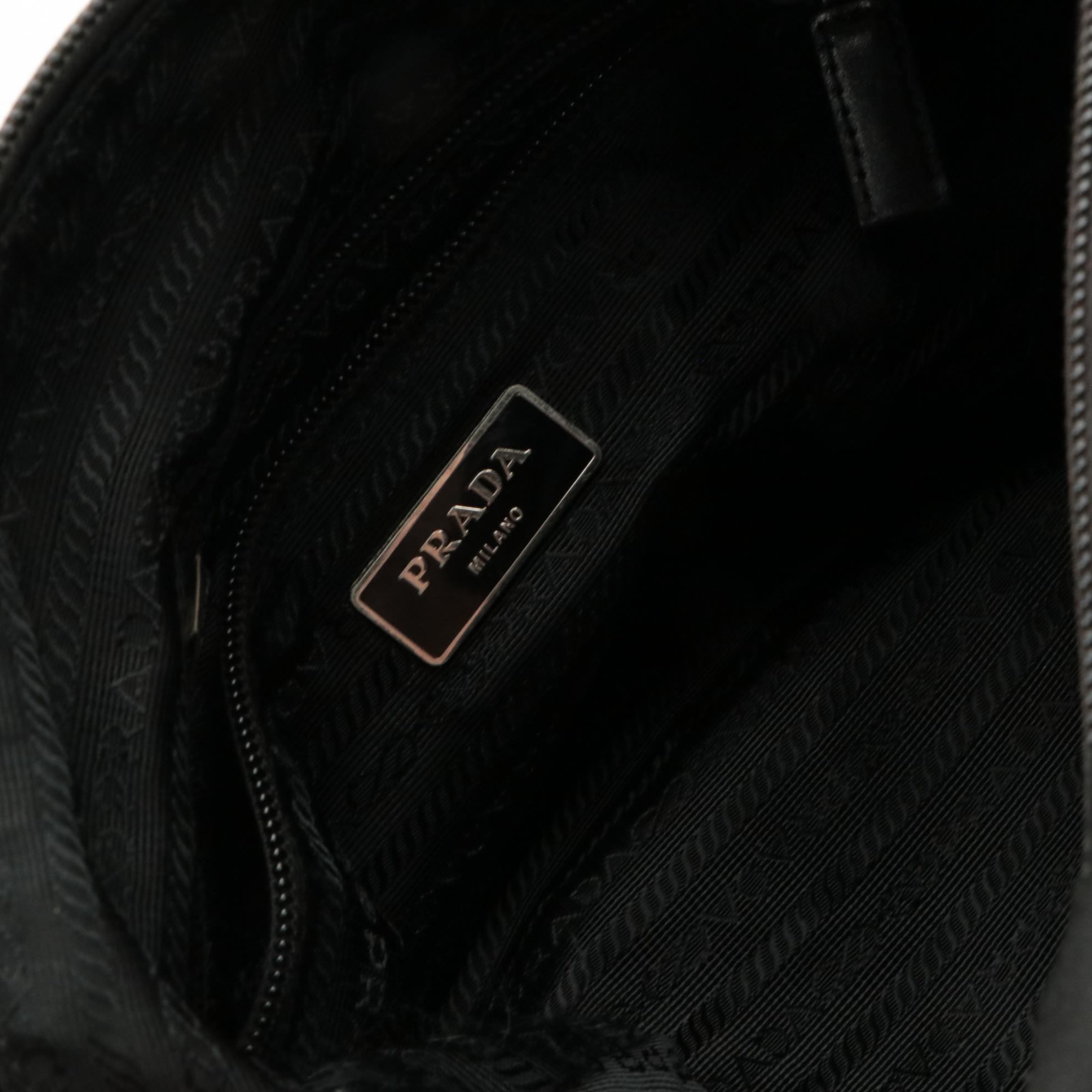 Prada Black Tessuto Nylon Crossbody Bag with Leather Trim