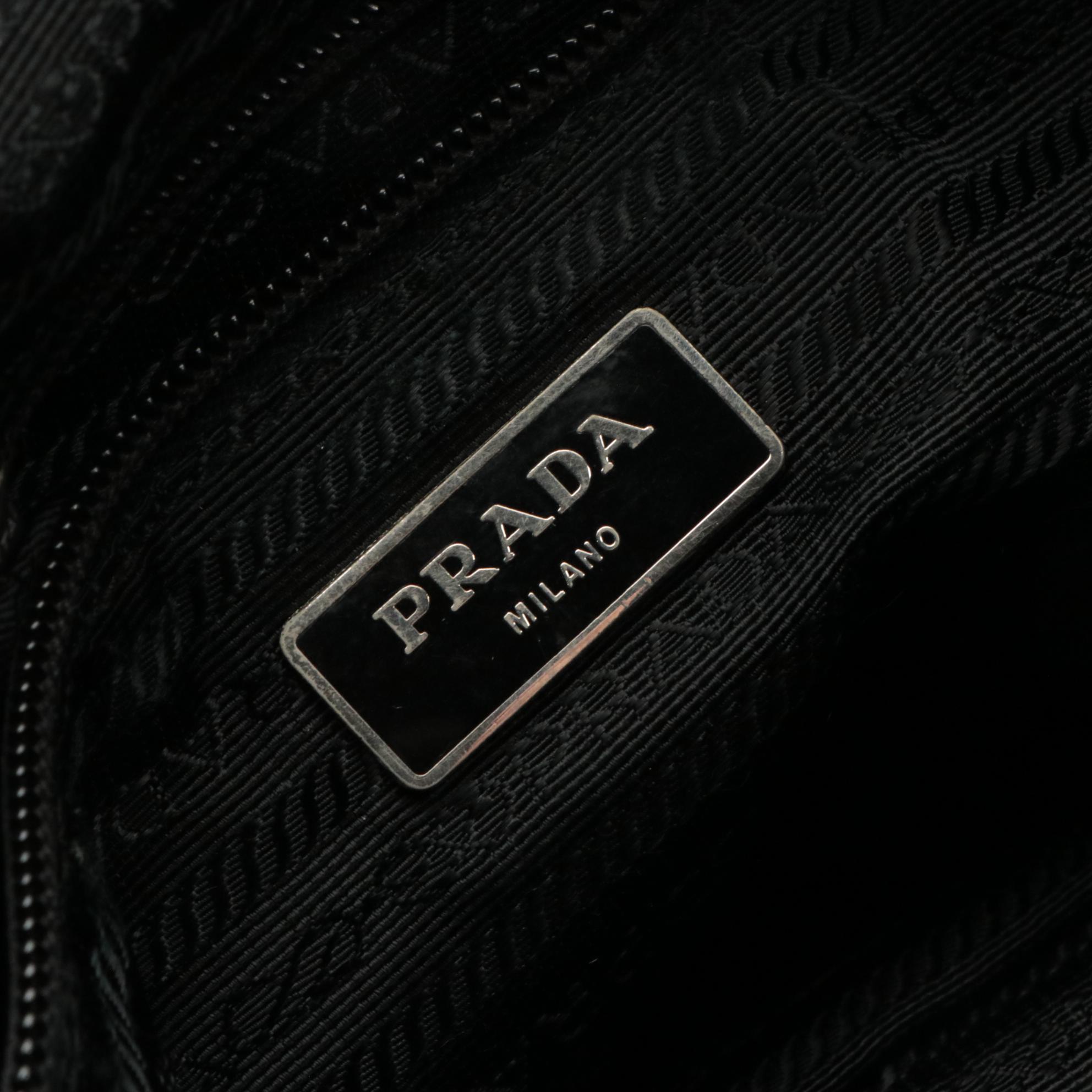 Prada Black Tessuto Nylon Crossbody Bag with Leather Trim