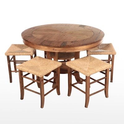 Six-Piece French Provincial Style Reclaimed Pine Dining Set