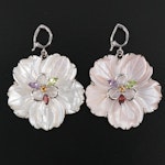 Sterling Mother-of-Pearl and Gemstone Flower Enhancer Pendants