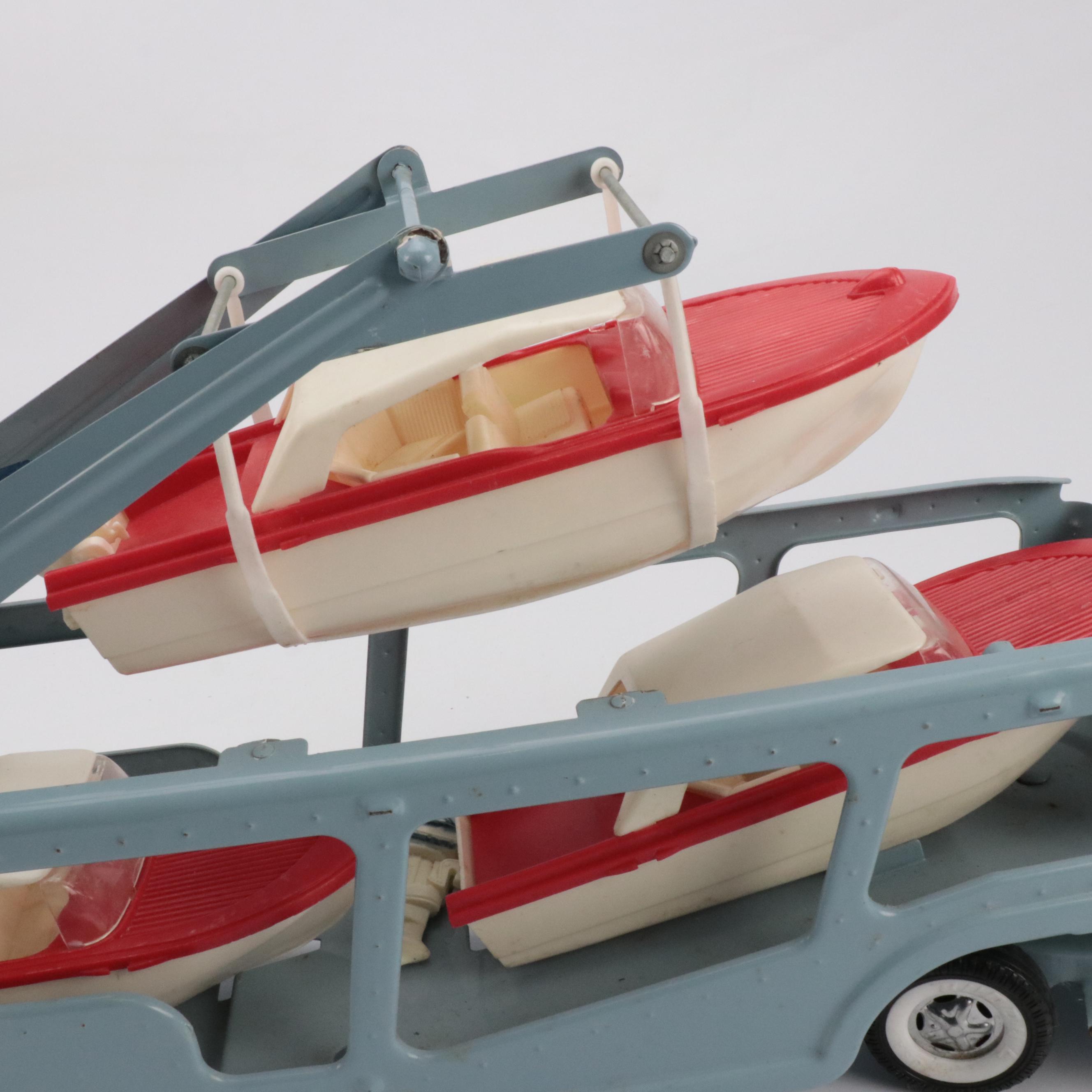 Buddy L "Self Loading Boat Hauler" Pressed Steel Toy Truck, Mid-20th Century