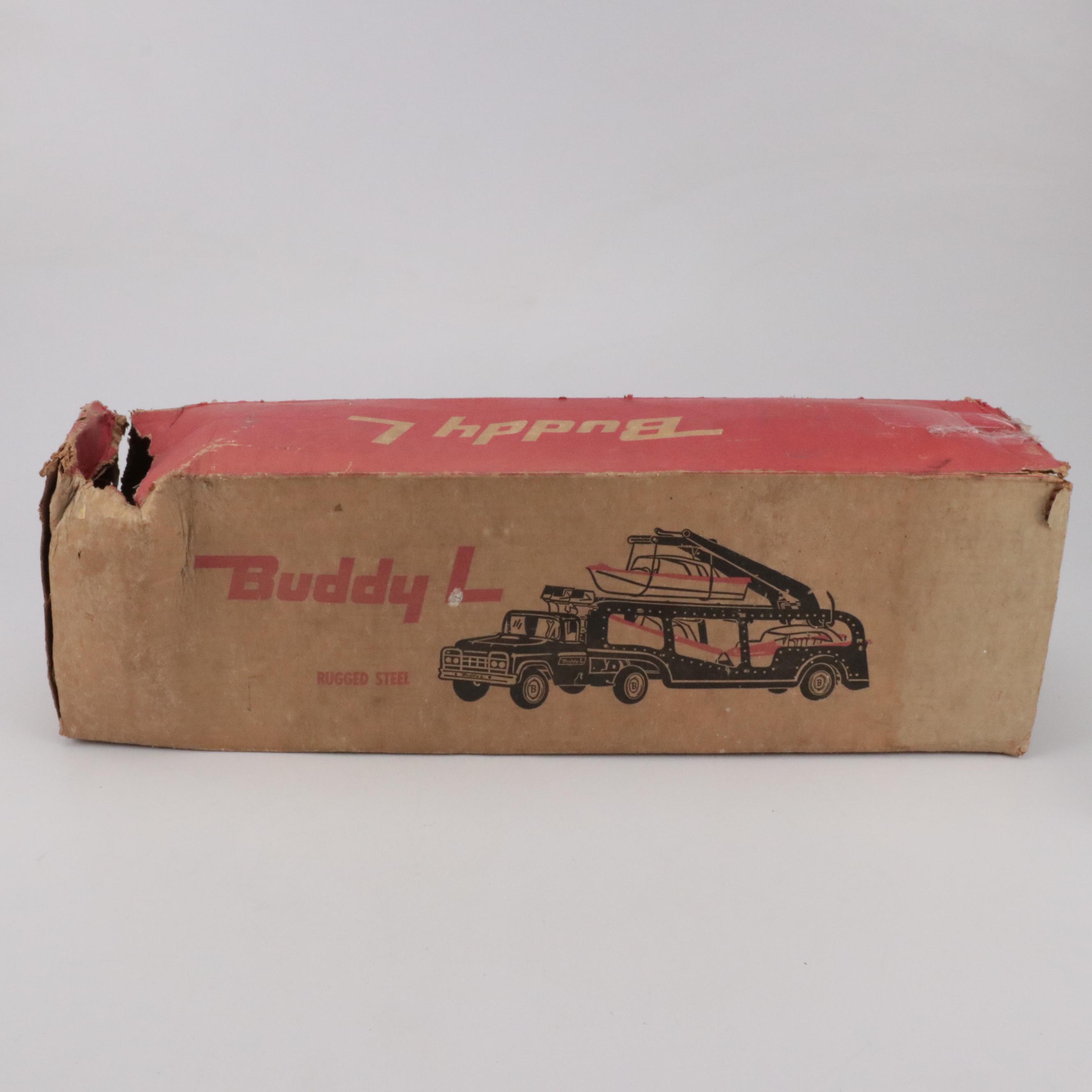 Buddy L "Self Loading Boat Hauler" Pressed Steel Toy Truck, Mid-20th Century