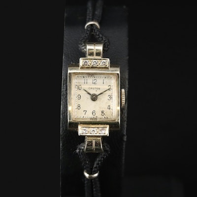 14K Croton Diamond Stem Wind Wristwatch