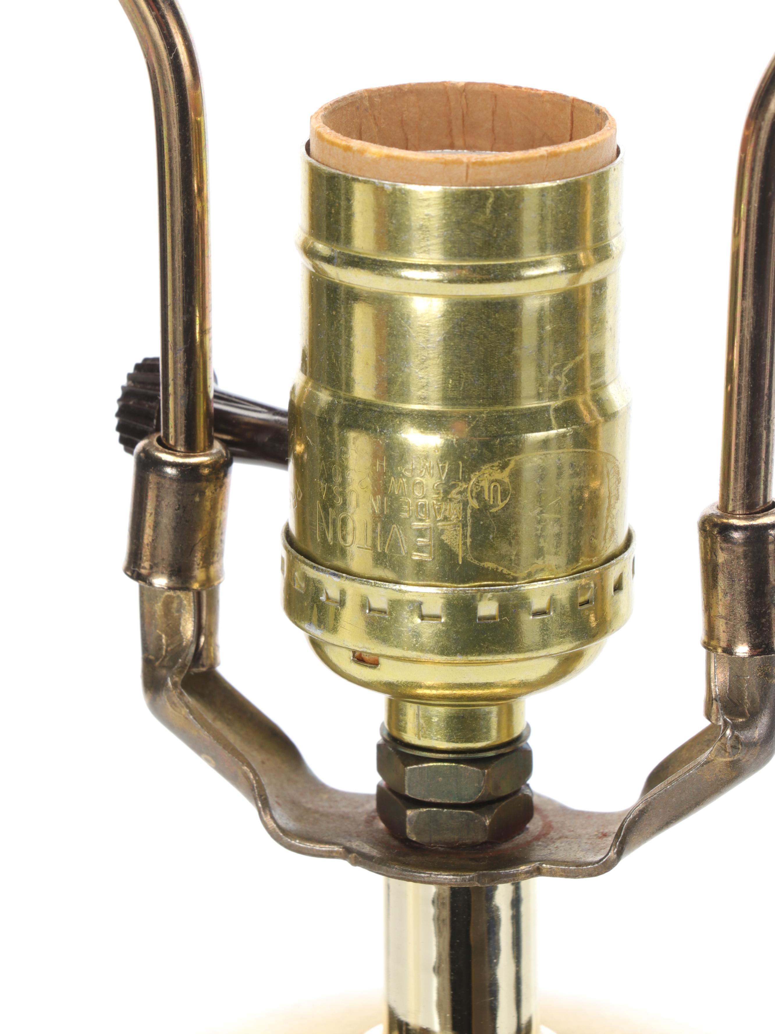 Embossed Brass Lamp with Peony Panel Motif and Square Trunk