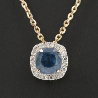 14K Filled Corundum and Diamond Pendant Necklace