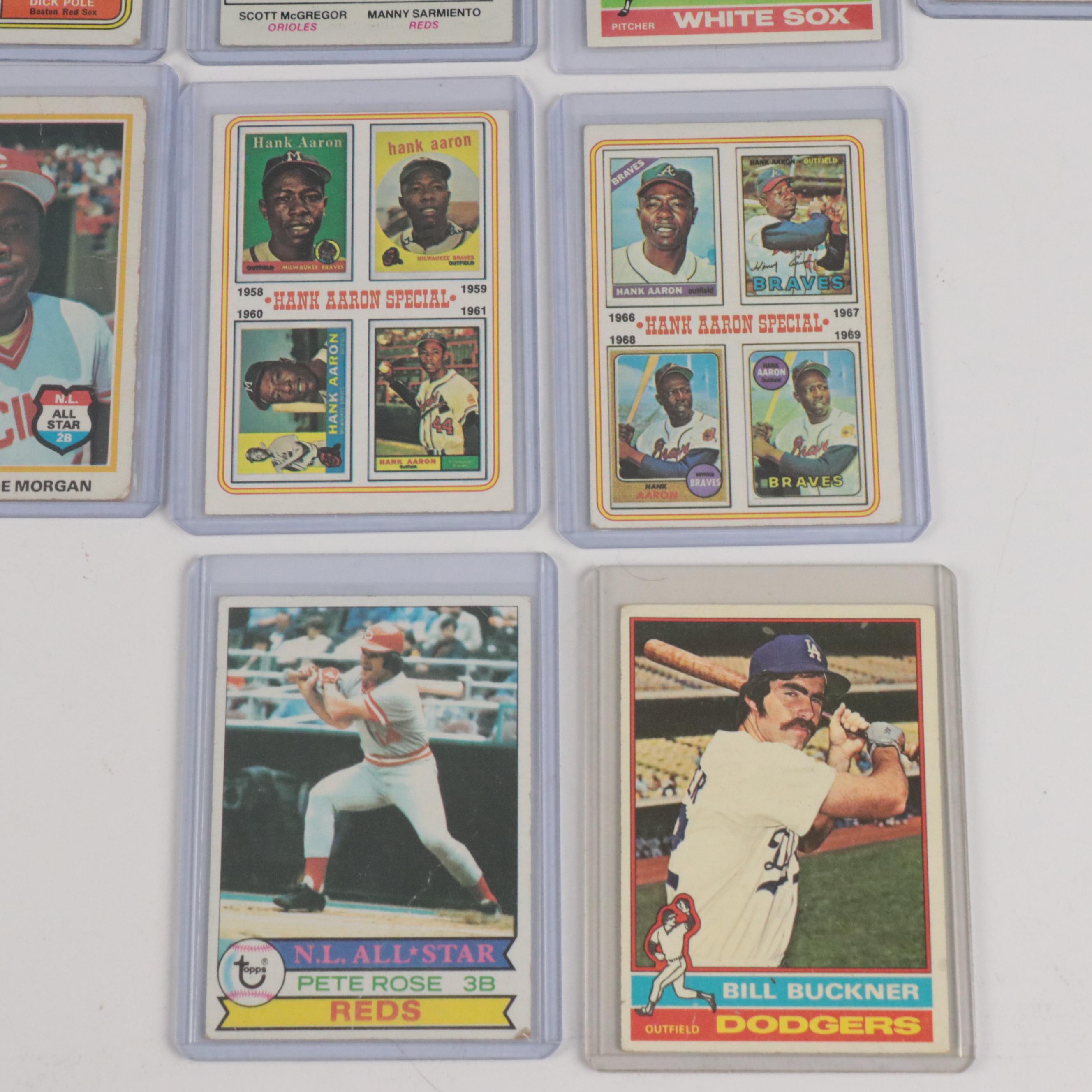 Topps Baseball Cards Featuring Hank Aaron, Reggie Jackson, and More, 1960s–1970s