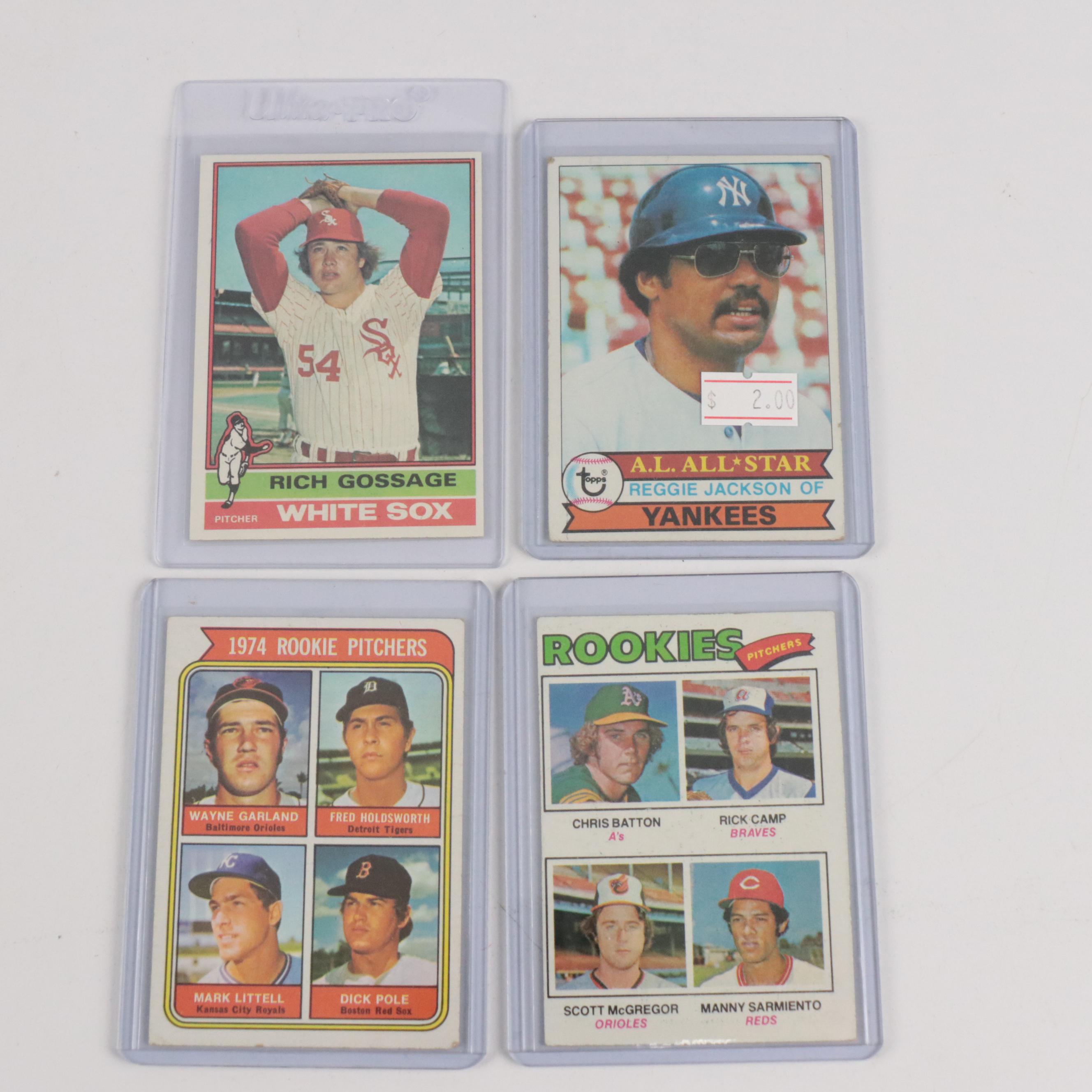 Topps Baseball Cards Featuring Hank Aaron, Reggie Jackson, and More, 1960s–1970s