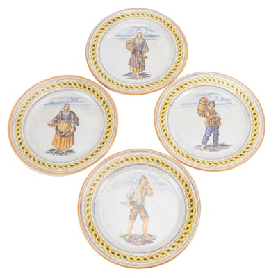 Tre Erre Italian Hand-Painted Decorative Ceramic Plates, Late 20th Century