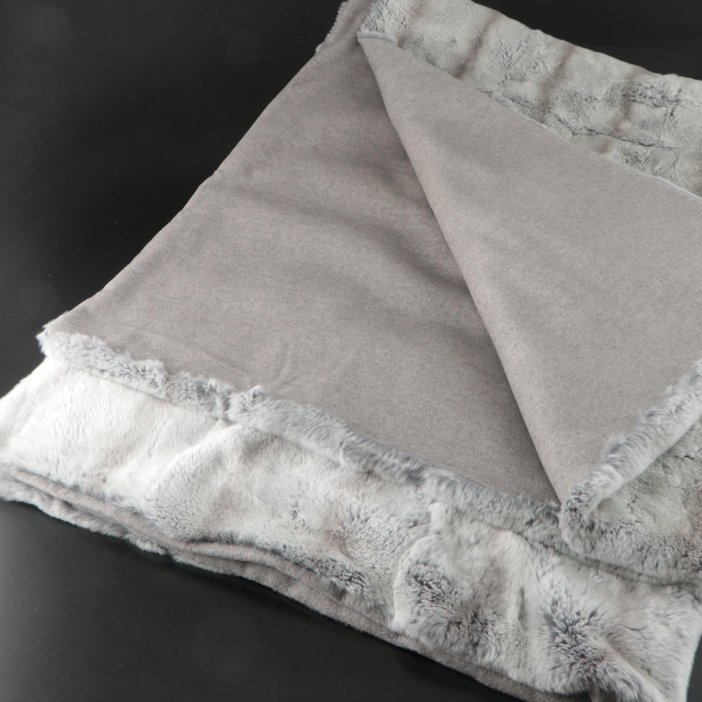 Adrienne Landau Faux Chinchilla Fur & Restoration Hardware Plush Throw Blankets