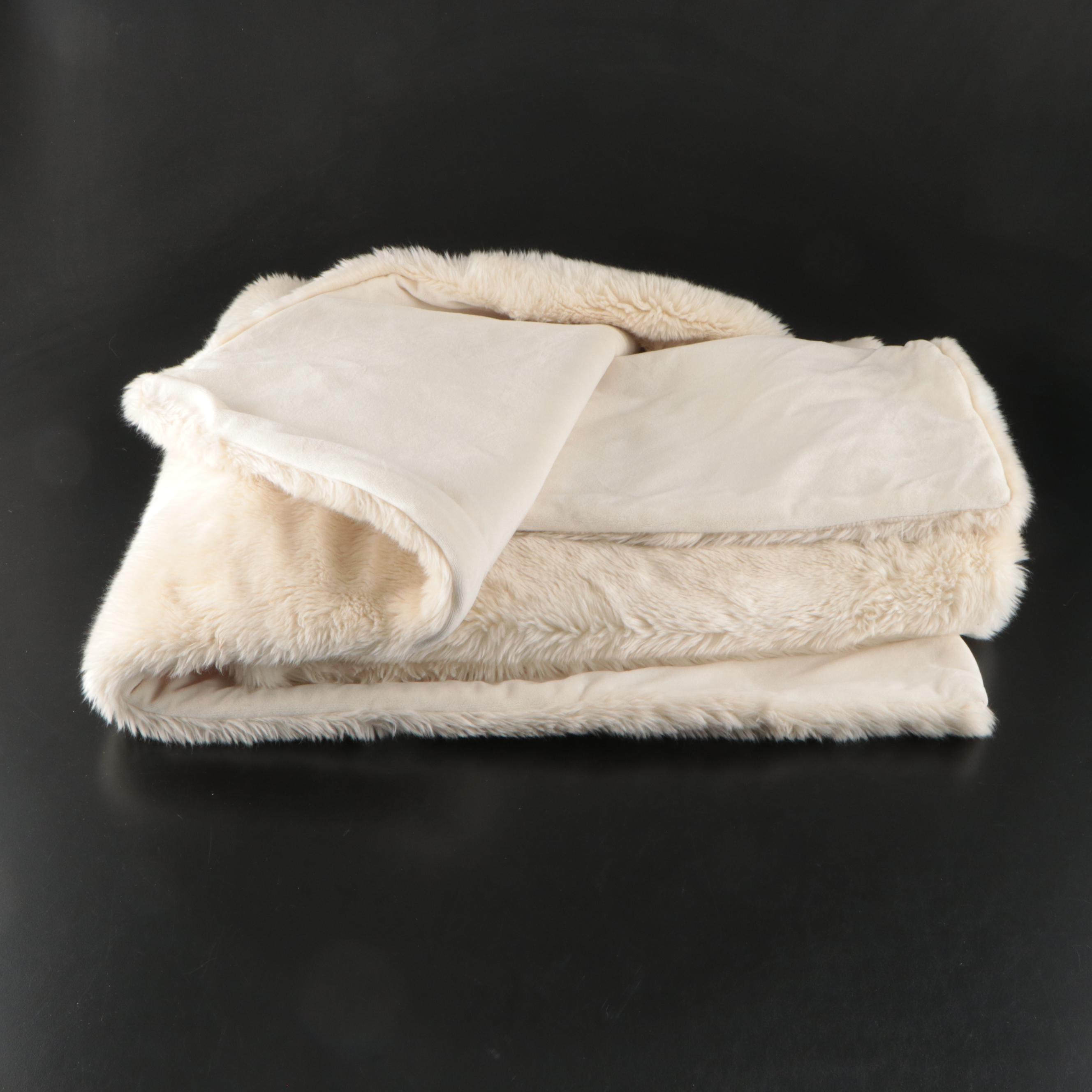 Adrienne Landau Faux Chinchilla Fur & Restoration Hardware Plush Throw Blankets