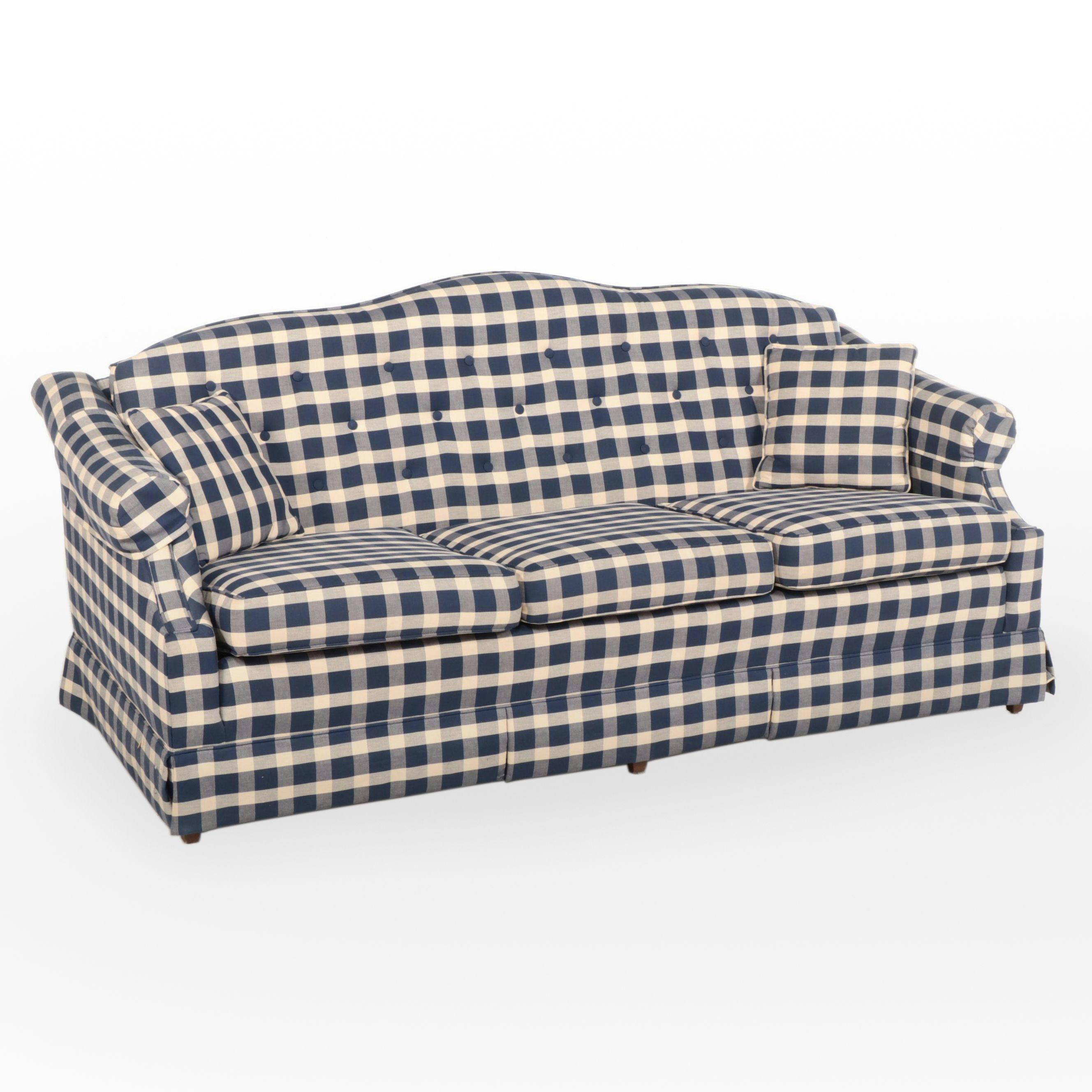 Berne Furniture "St. James Collection" Buttoned-Down Plaid Sofa