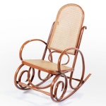 Thonet Style Bent Beech and Caned Rocker, Mid to Late 20th Century