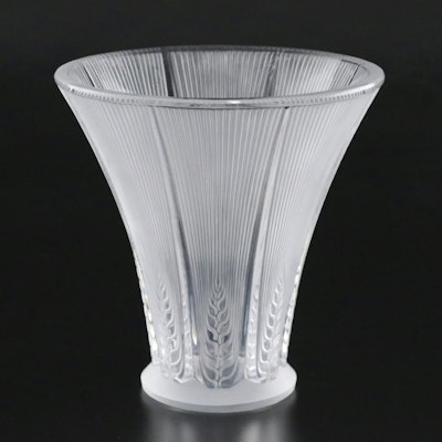 Lalique "Epis" Wheat Themed Crystal Flower Vase