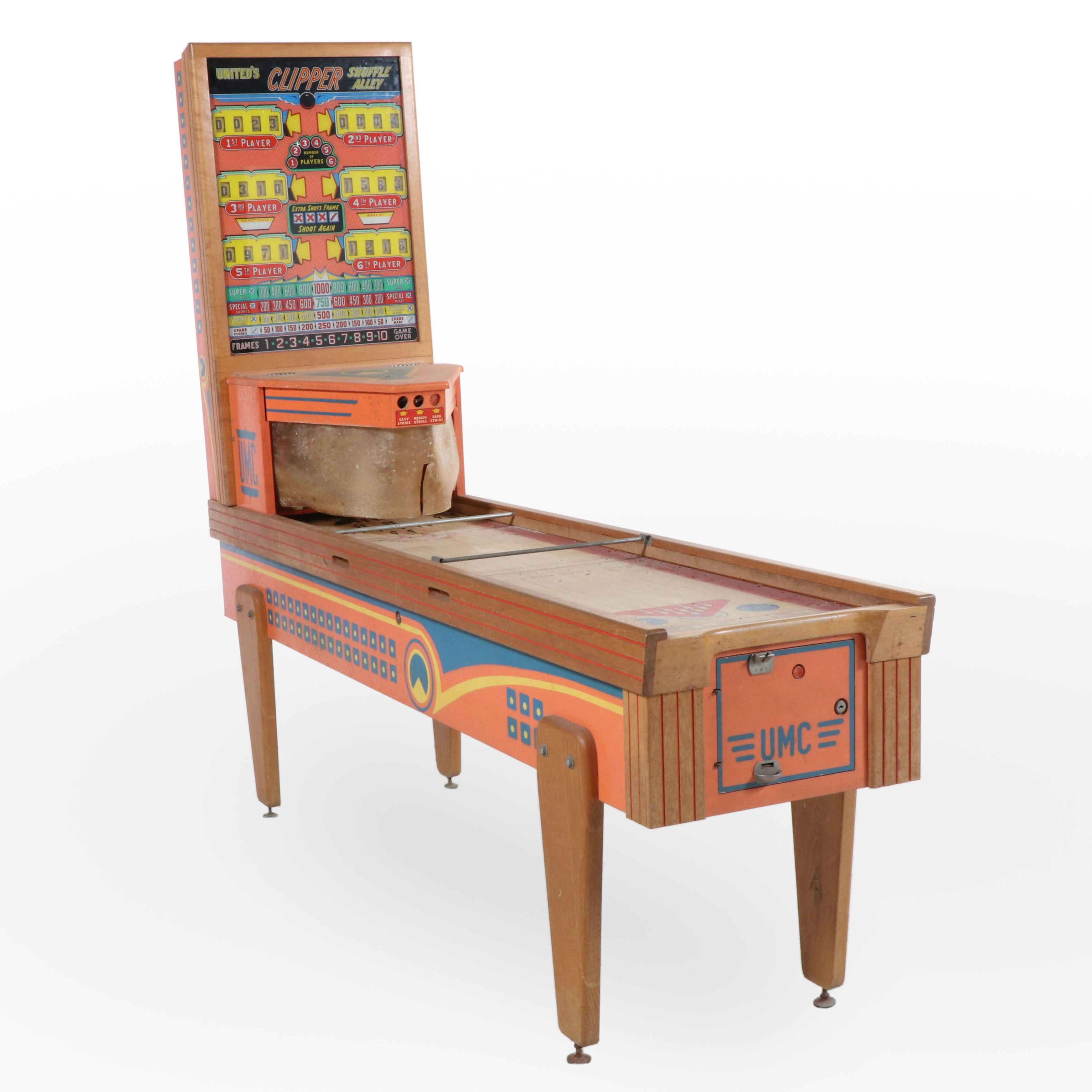 United Manufacturing Co. "Clipper Shuffle Alley" Puck Bowling Arcade Machine