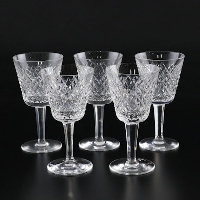 Waterford "Alana" Crystal Claret Wine Glasses, Set of Five, 1952-2022