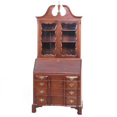Chippendale Style Mahogany Block-Front Secretary Bookcase, 20th Century