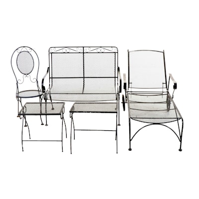 Iron Patio Chaise, Loveseat, Accent Tables, and Chair