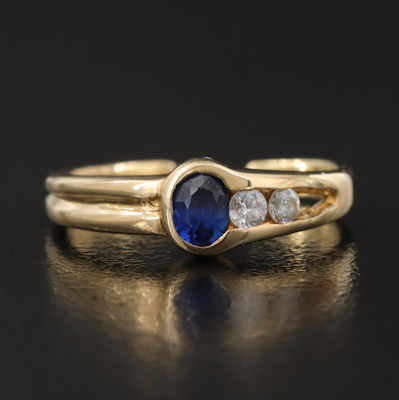 18K Sapphire and CZ Toe Ring