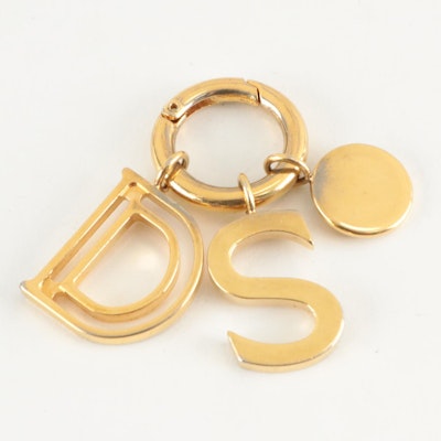 Chloé Gold Tone Key Ring with Letter Charms
