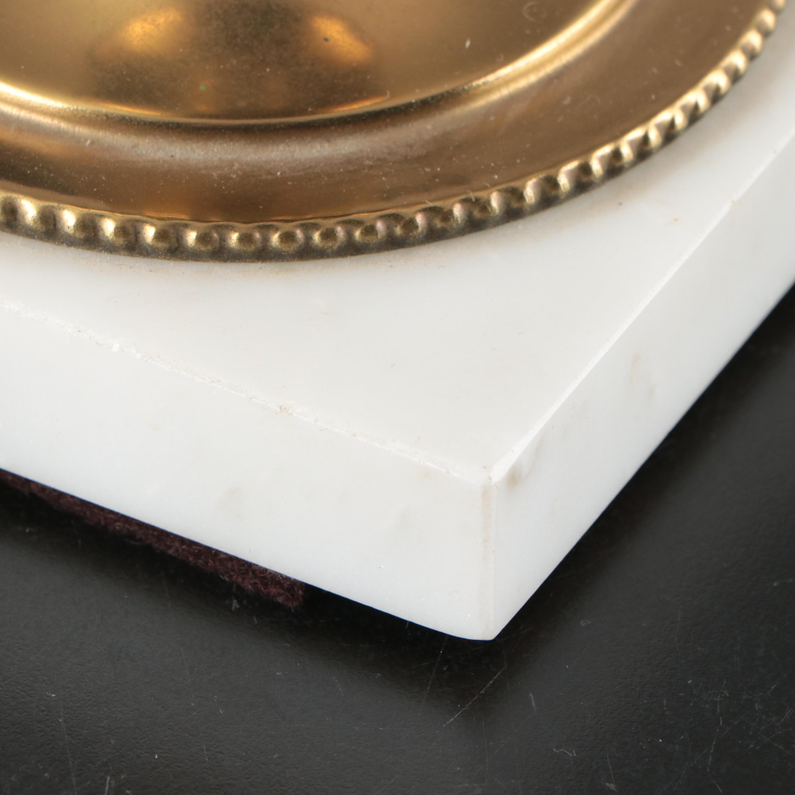 Fenton Opalescent Hand-Painted Trellis Diamond Optic Student Lamp, Mid-20th C.