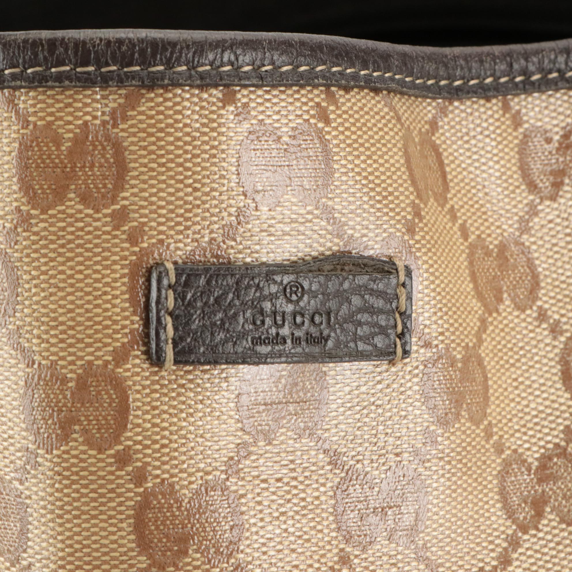 Gucci  Large Princy Tote in GG Crystal Canvas and Brown Leather