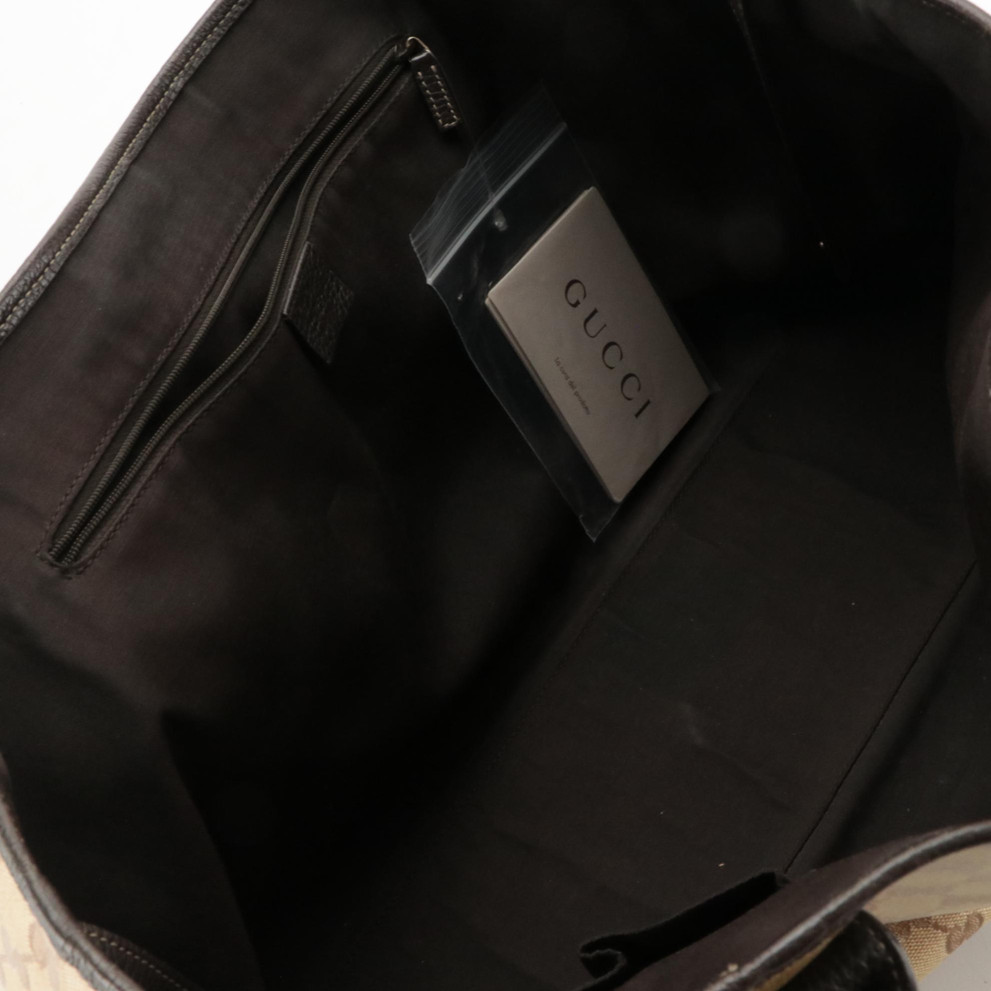 Gucci  Large Princy Tote in GG Crystal Canvas and Brown Leather