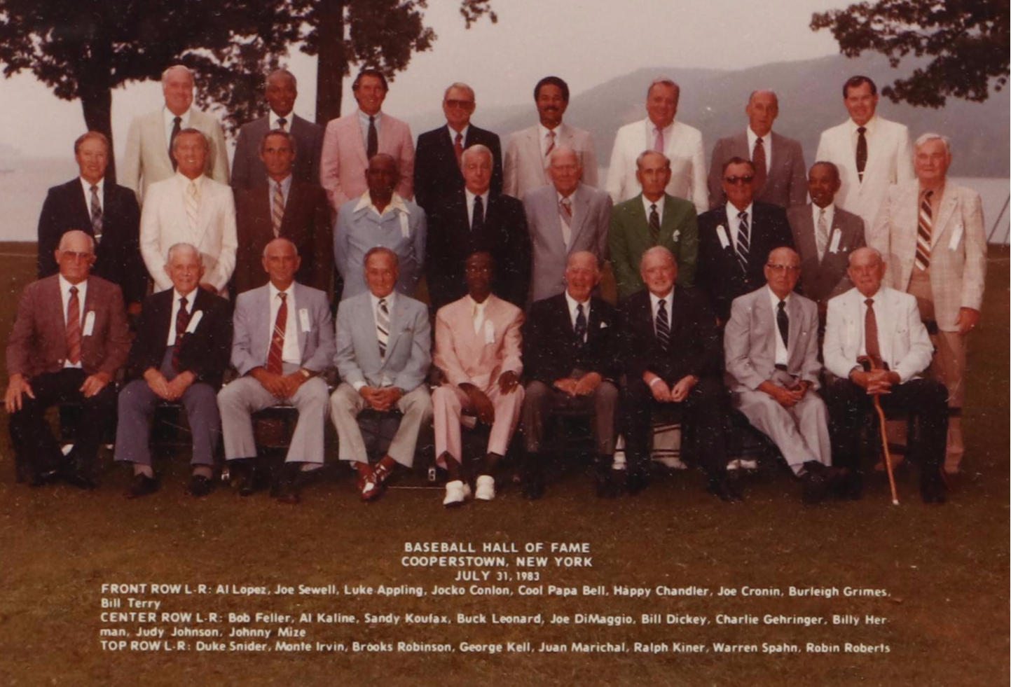 1983 Baseball Hall Of Fame Print Featuring "Happy" Chandler, Sandy Koufax, More