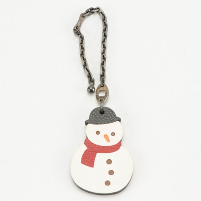 Hermès Snowman Charm in Epsom Leather with Sterling Chain