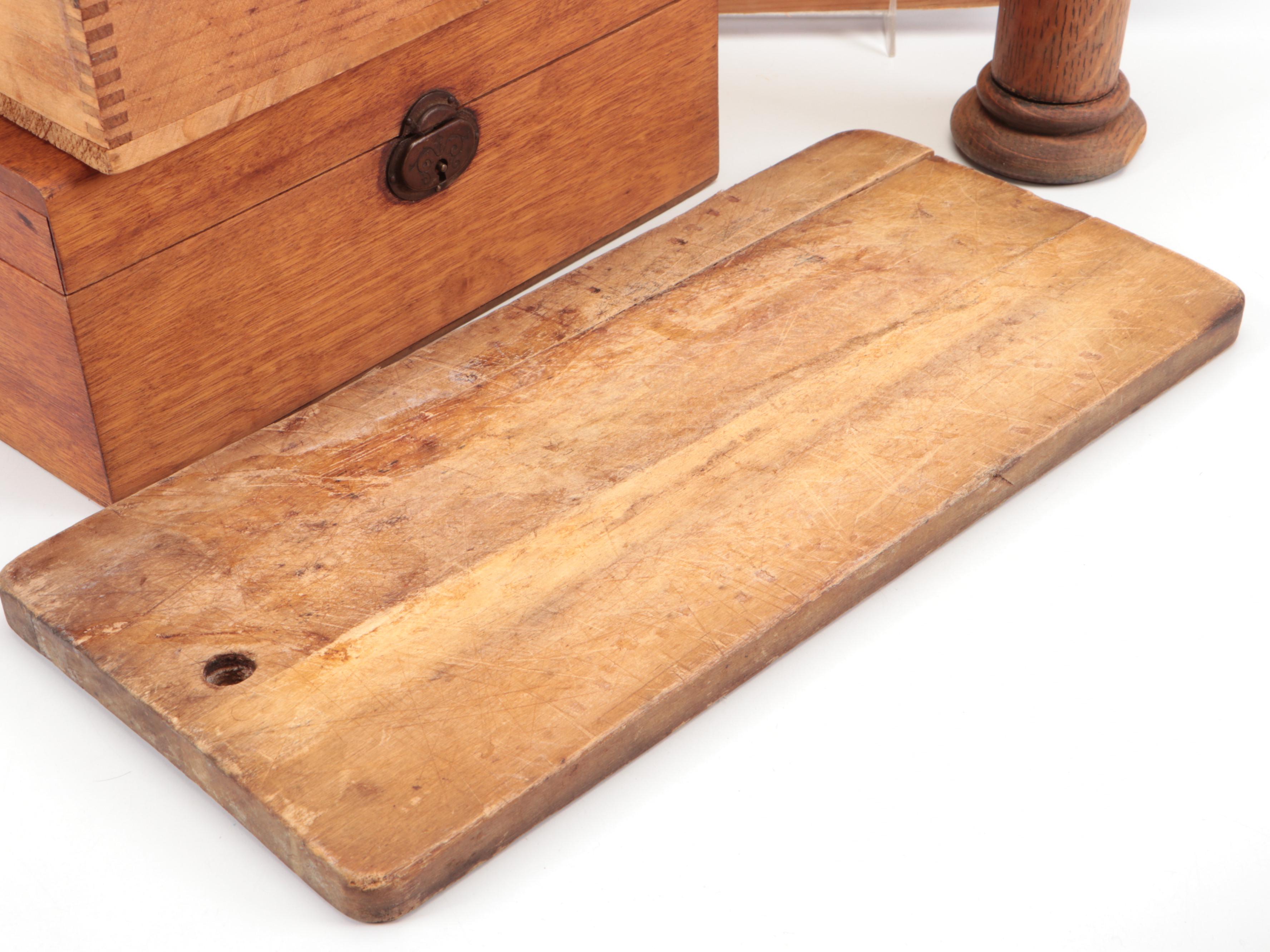 Wm. H Haskell Wood Nut Box with Faux Leather Box and More